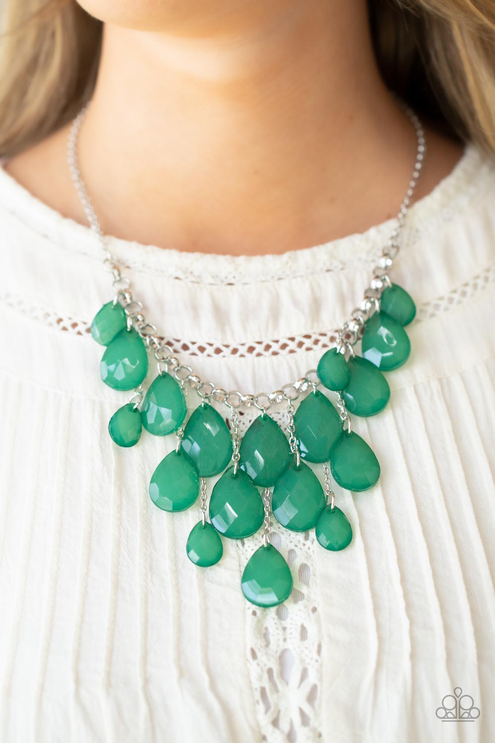 Front Row Flamboyance - green - Paparazzi necklace