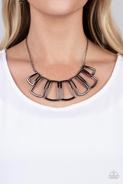 Full-Fledged Framed - black - Paparazzi necklace