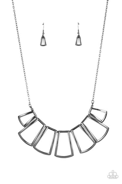 Full-Fledged Framed - black - Paparazzi necklace
