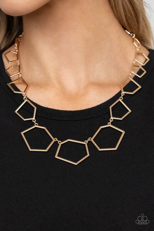 Full Frame Fashion - gold - Paparazzi necklace