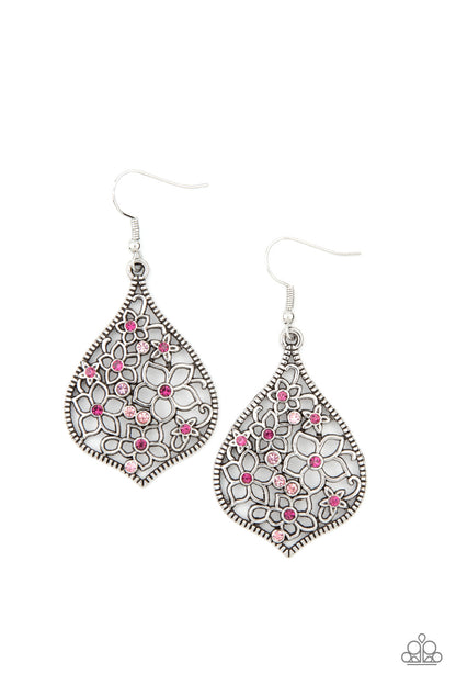 Full Out Florals - pink - Paparazzi earrings