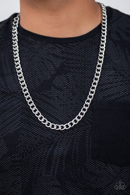 Full Court-silver-Paparazzi mens necklace