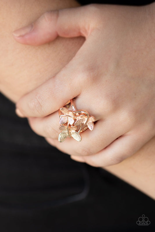 Full of Flutter-rose gold-Paparazzi ring