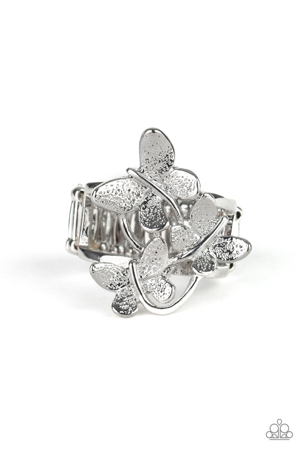 Full of Flutter - silver - Paparazzi ring