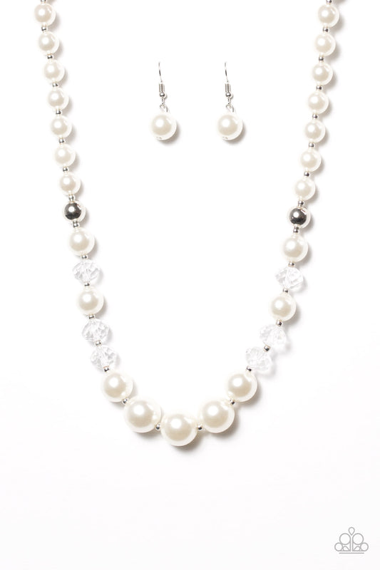 GLAM Straight! - White - Paparazzi necklace