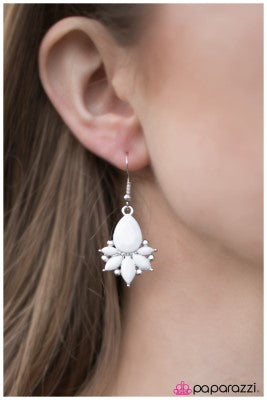 GLAM Up! - White - Paparazzi earrings
