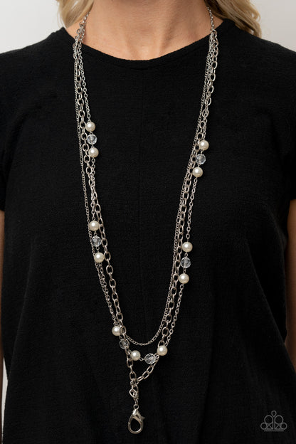 GLEAM Work - white - Paparazzi LANYARD necklace
