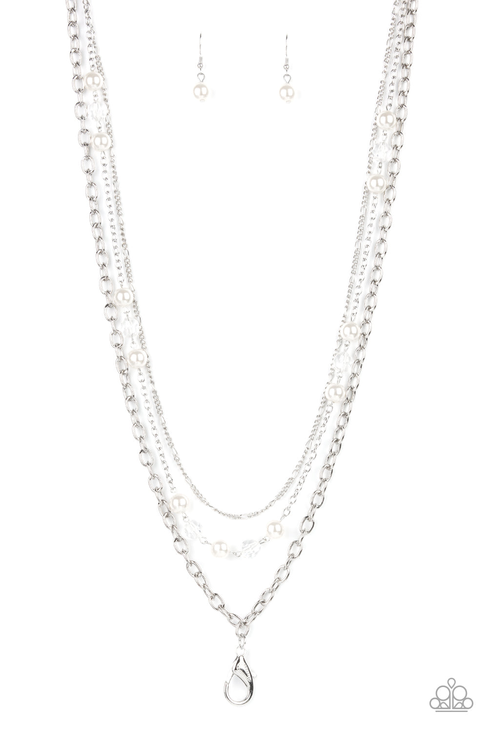 GLEAM Work - white - Paparazzi LANYARD necklace