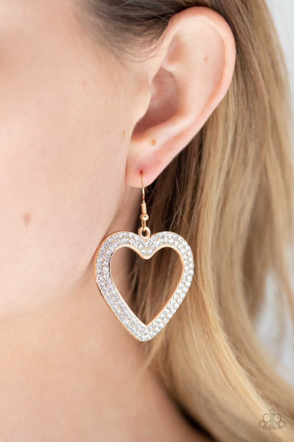 GLISTEN To Your Heart - gold - Paparazzi earrings