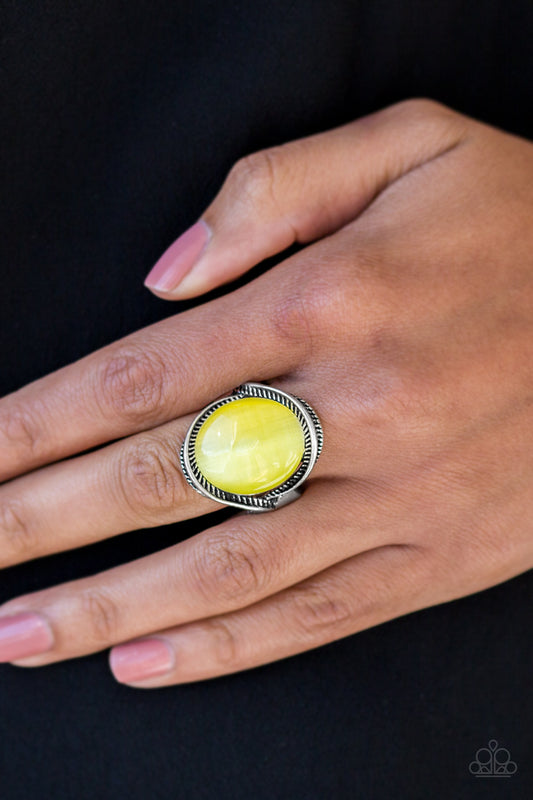 GLOW But Sure - yellow - Paparazzi ring