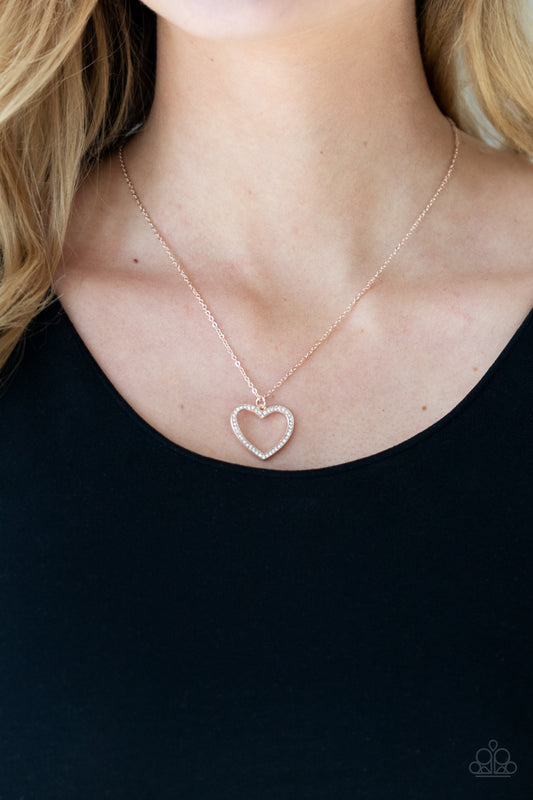 GLOW By Heart - rose gold - Paparazzi necklace