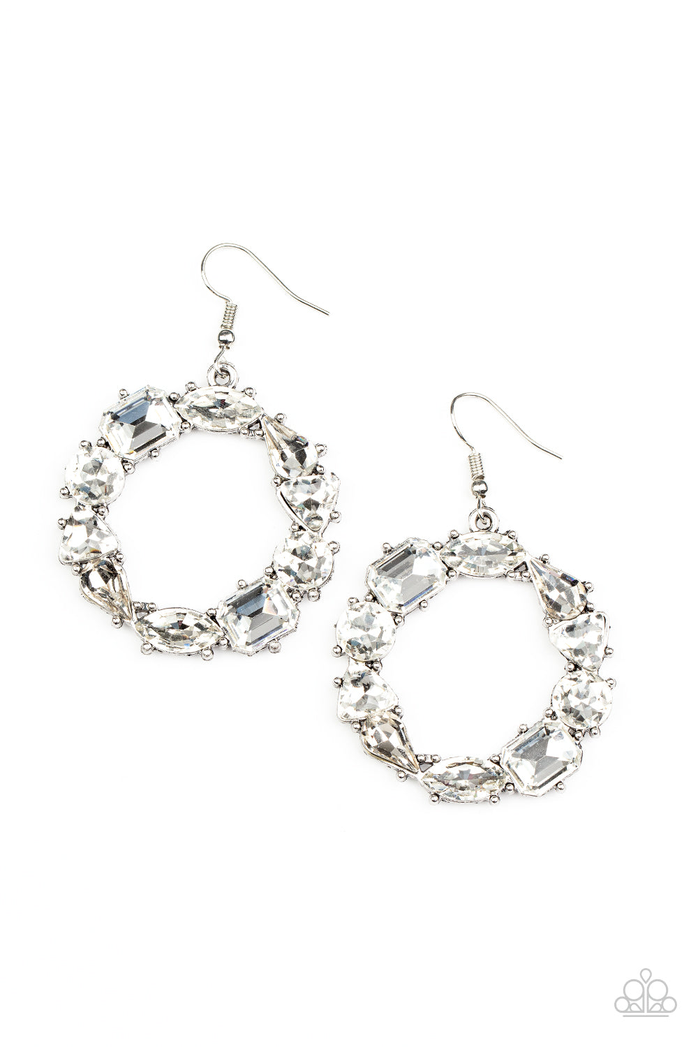 GLOWING in Circles - white - Paparazzi earrings