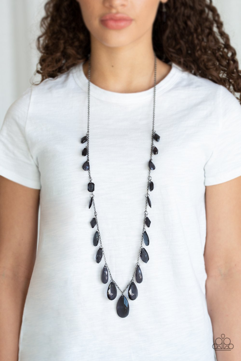 GLOW and Steady Wins the Race-black-Paparazzi necklace