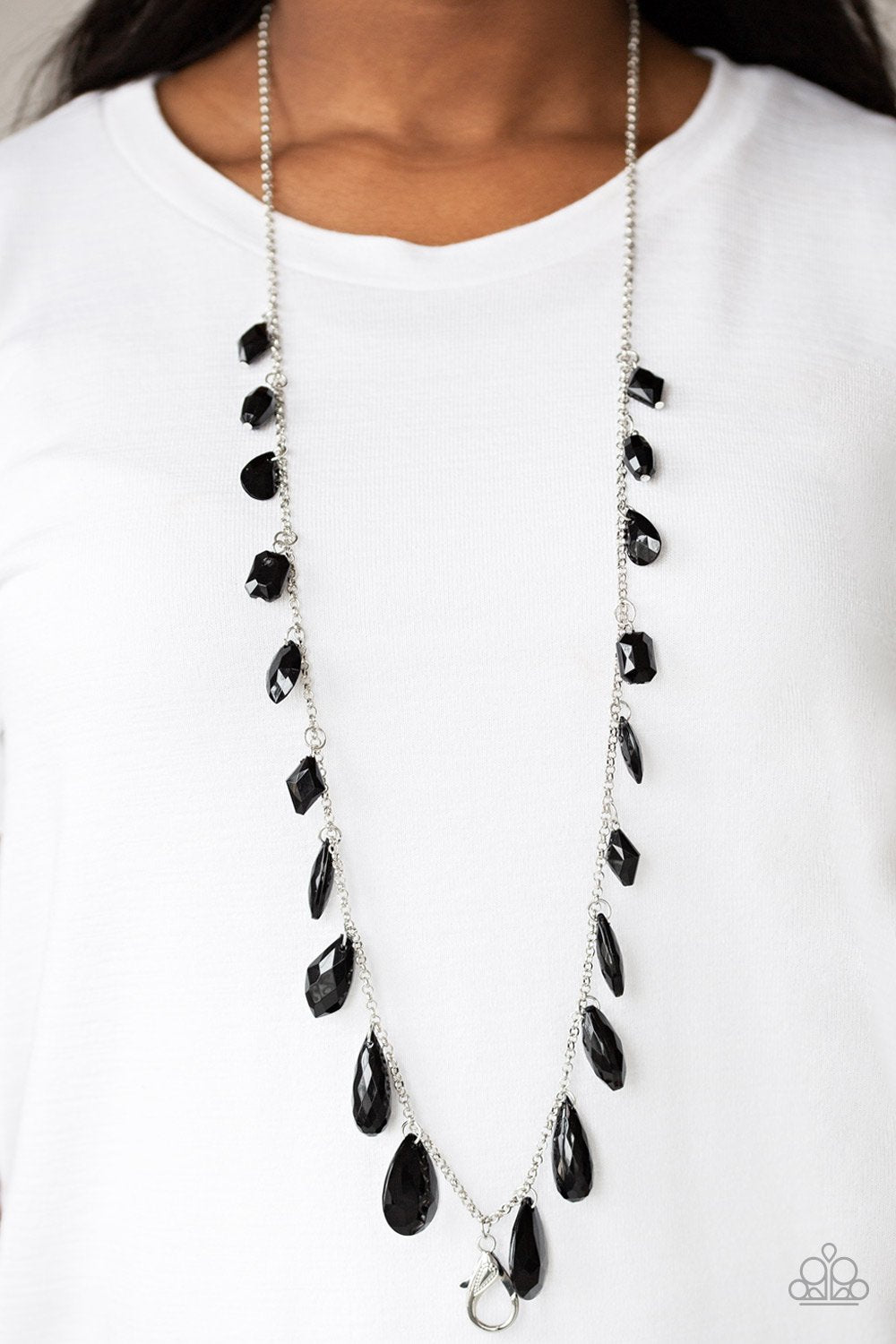 GLOW and Steady Wins the Race-black LANYARD-Paparazzi necklace