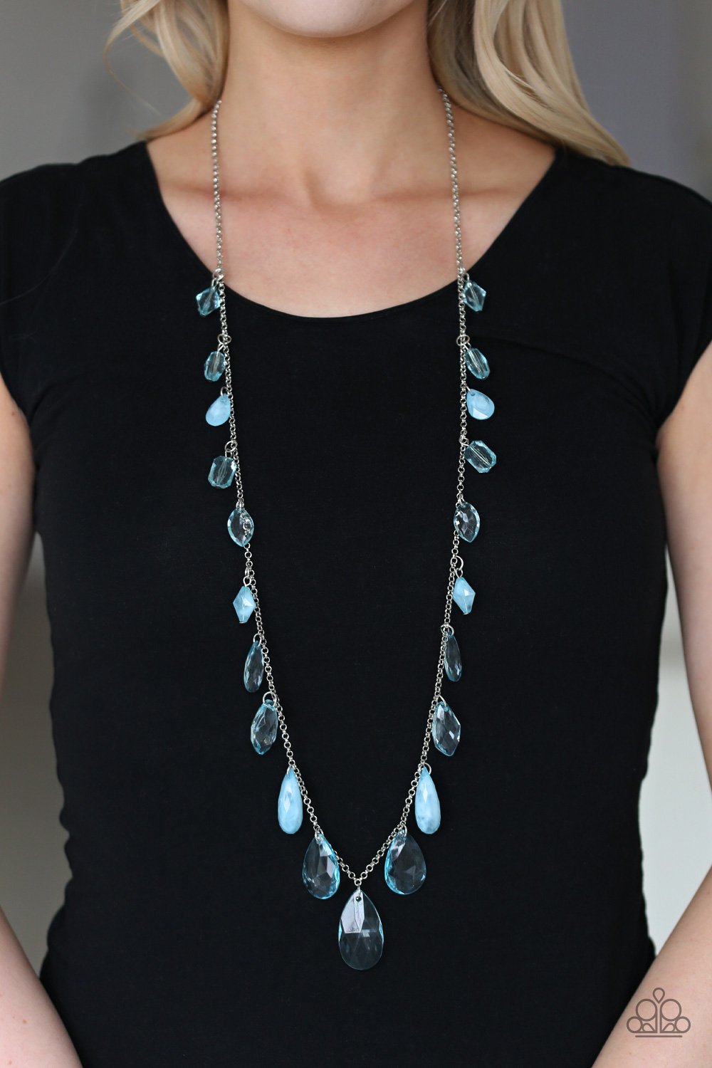 GLOW and Steady Wins the Race-blue-Paparazzi necklace