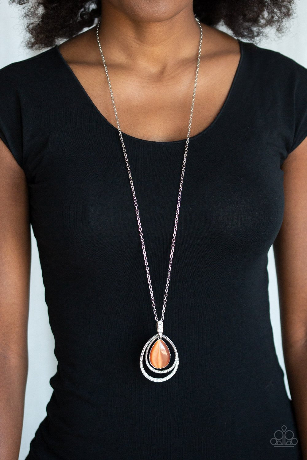 Glow and Tell - orange - Paparazzi necklace