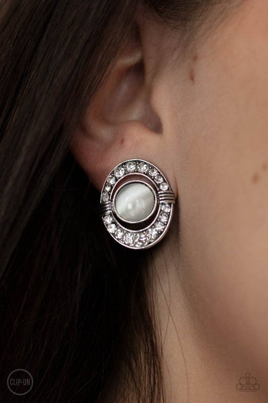 GLOW of Force - white - Paparazzi CLIP ON earrings