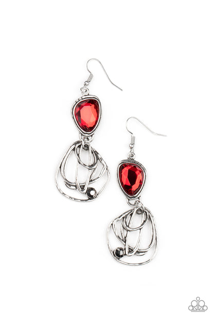 Galactic Drama - red - Paparazzi earrings