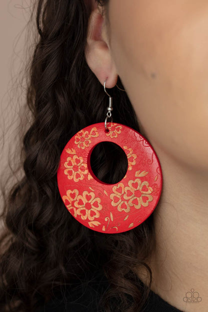 Galapagos Garden Party - red - Paparazzi earrings