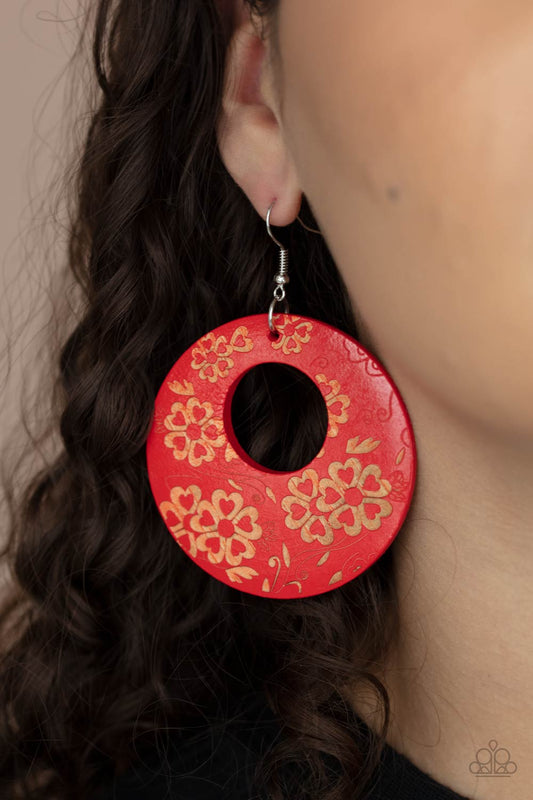 Galapagos Garden Party - red - Paparazzi earrings