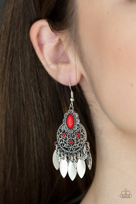 Galapagos Glamping - red - Paparazzi earrings