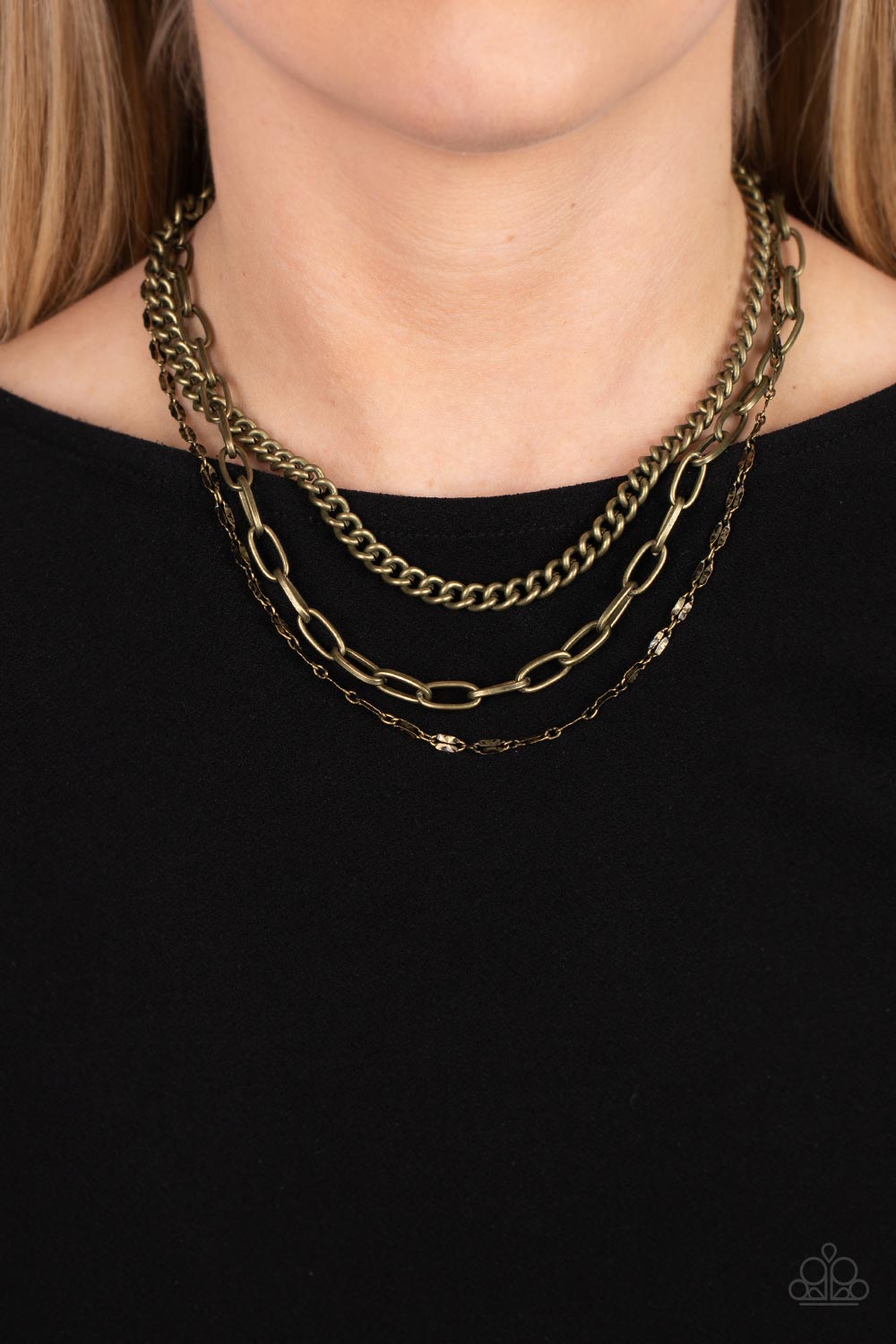 Galvanized Grit - brass - Paparazzi necklace