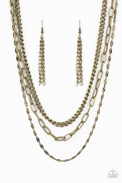 Galvanized Grit - brass - Paparazzi necklace