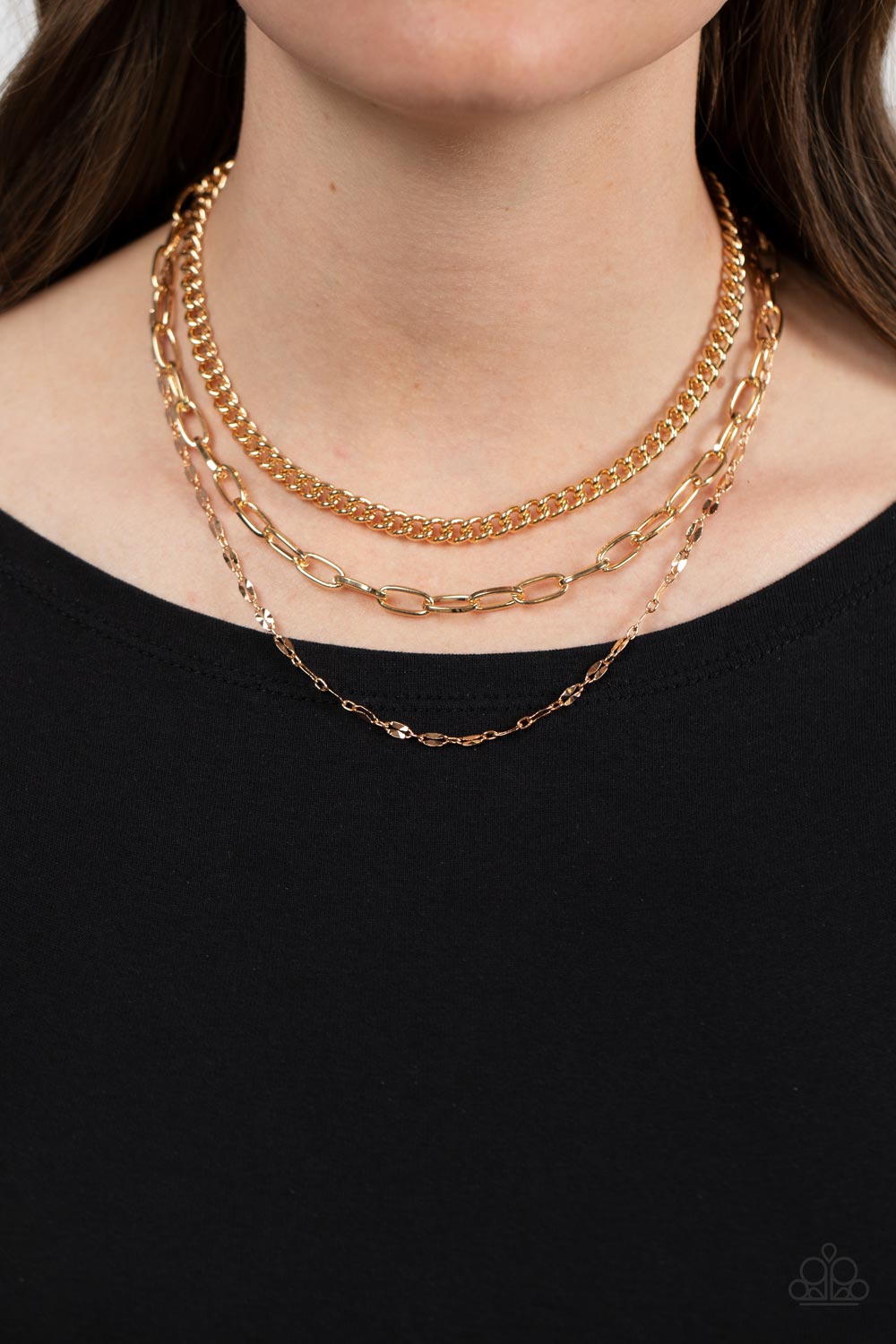 Galvanized Grit - gold - Paparazzi necklace