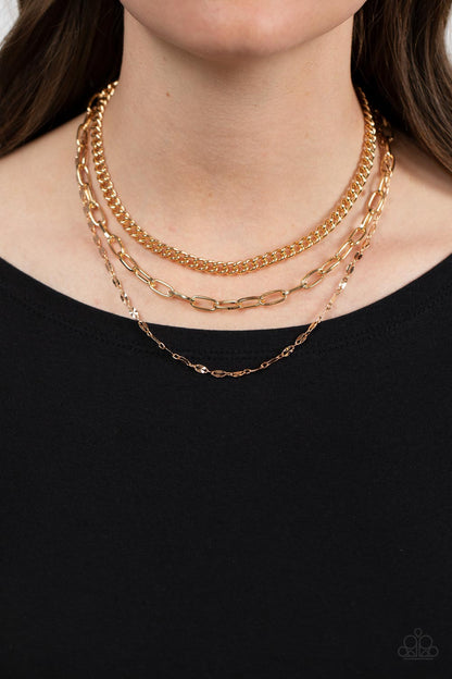 Galvanized Grit - gold - Paparazzi necklace
