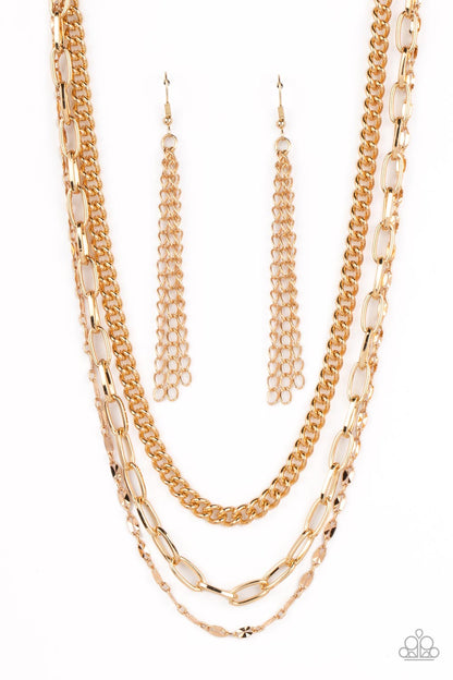 Galvanized Grit - gold - Paparazzi necklace