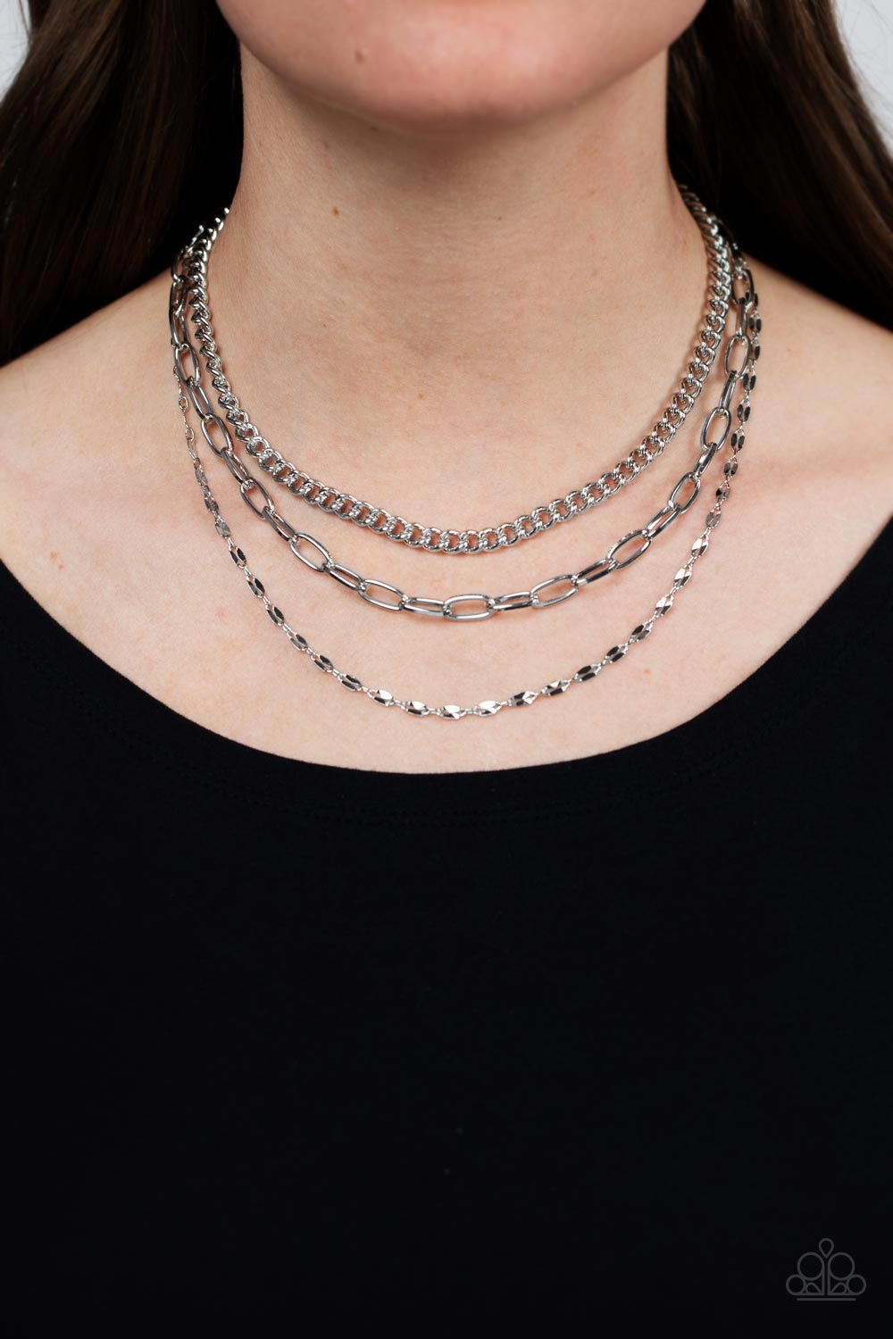 Galvanized Grit - silver - Paparazzi necklace