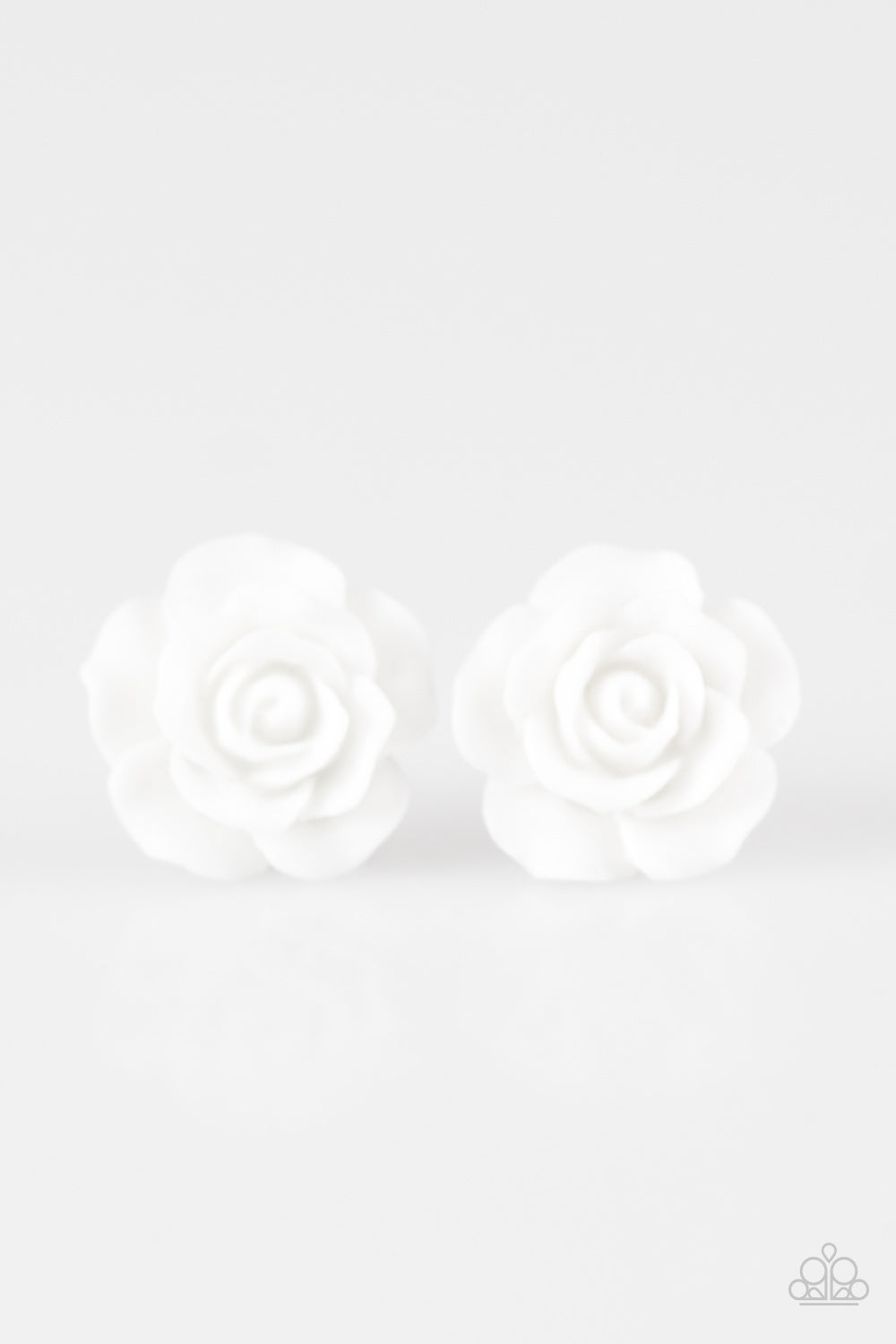 Garden Rave - White - Paparazzi post earrings