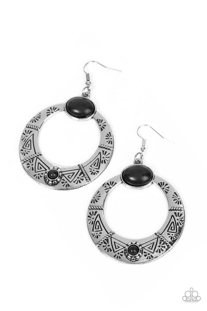 Garden Glyphs - black - Paparazzi earrings