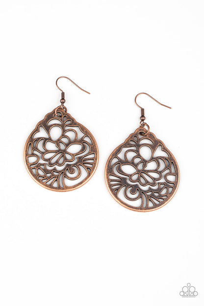 Garden Mosaic - copper - Paparazzi earrings