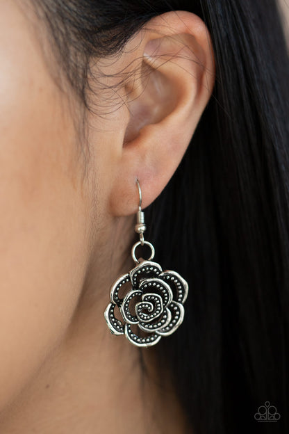 Garden Rose - silver - Paparazzi LANYARD necklace