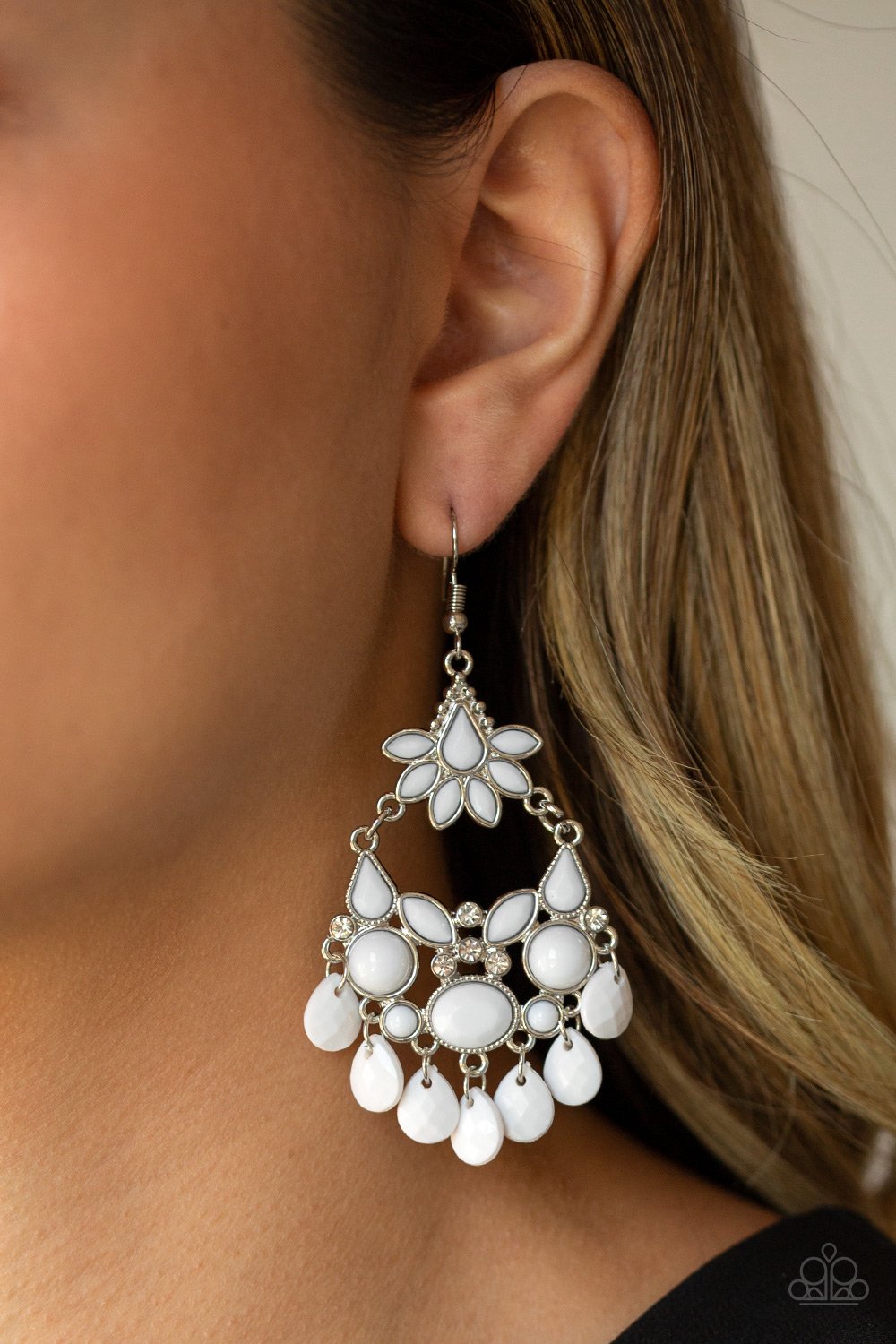 Garden Dream-white-Paparazzi earrings