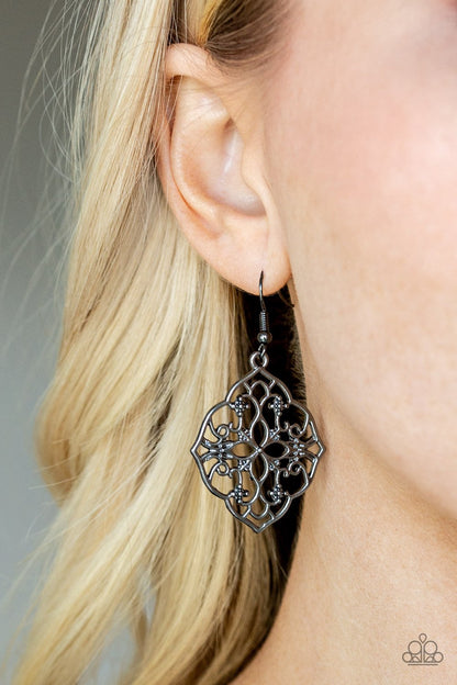 Garden Mandala-black-Paparazzi earrings