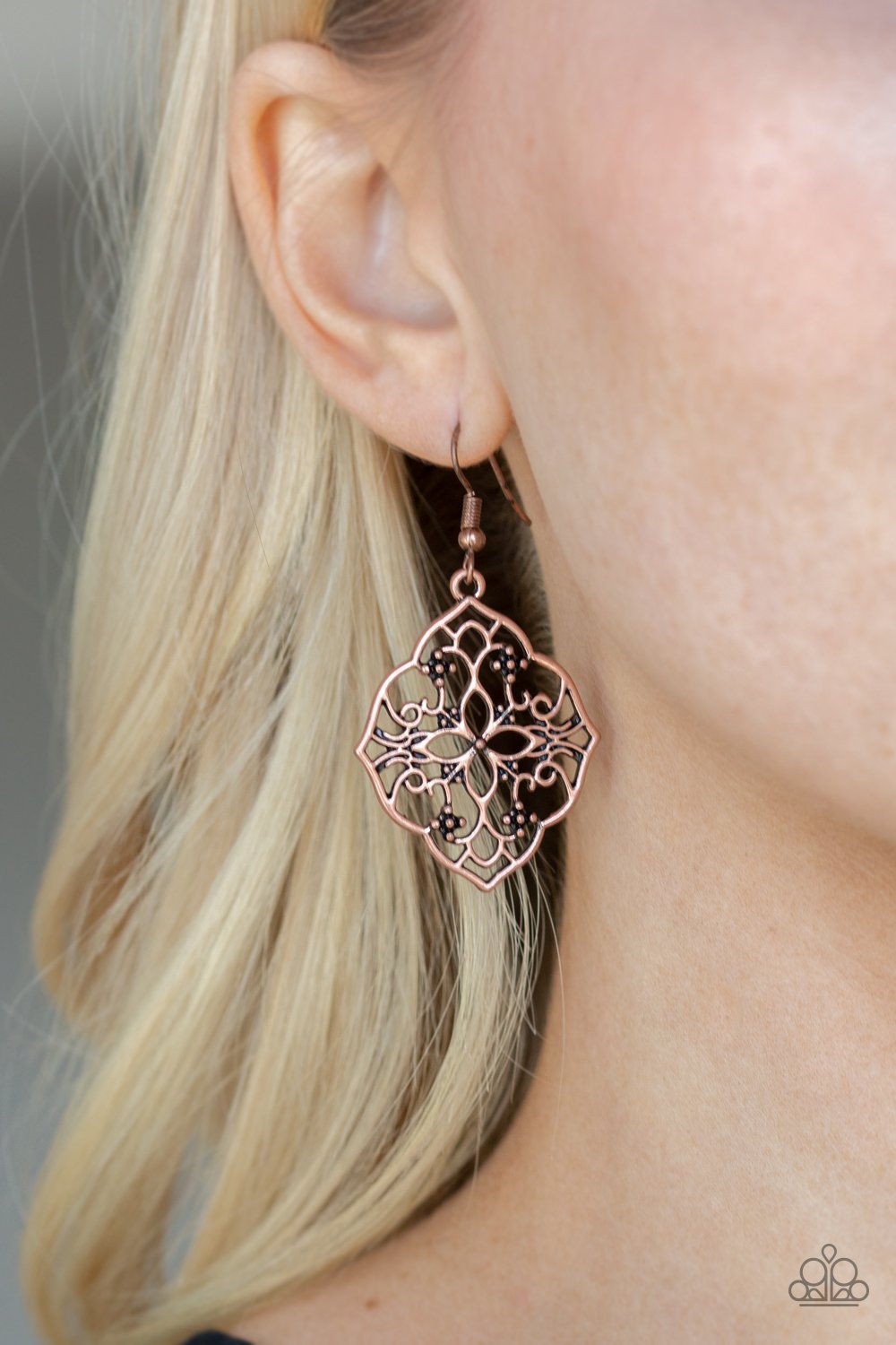 Garden Mandala-copper-Paparazzi earrings