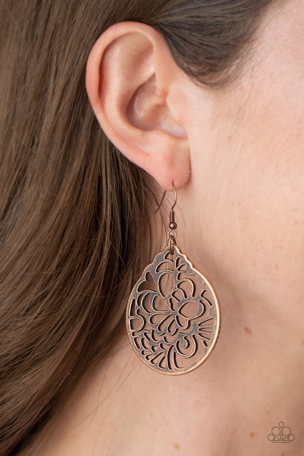 Garden Mosaic-copper-Paparazzi earrings
