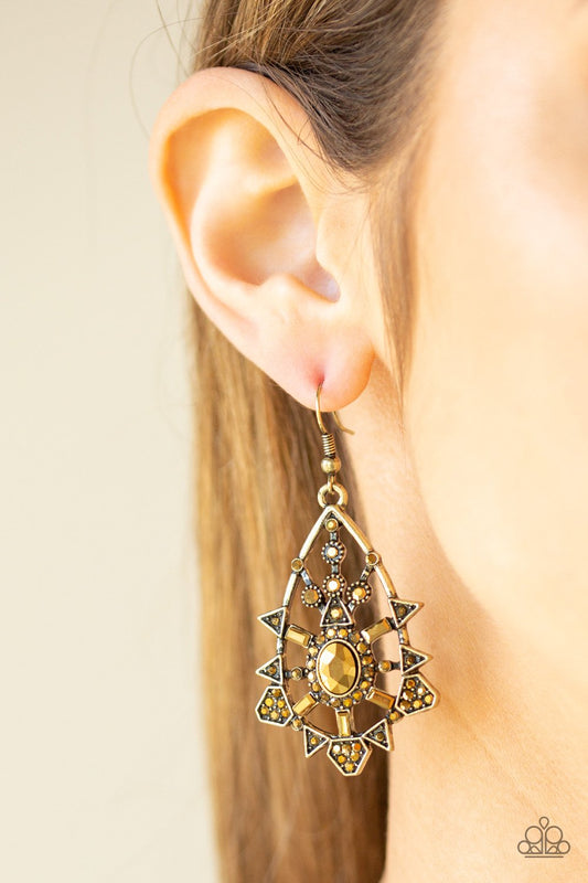 Gatsby Glimmer-brass-Paparazzi earrings