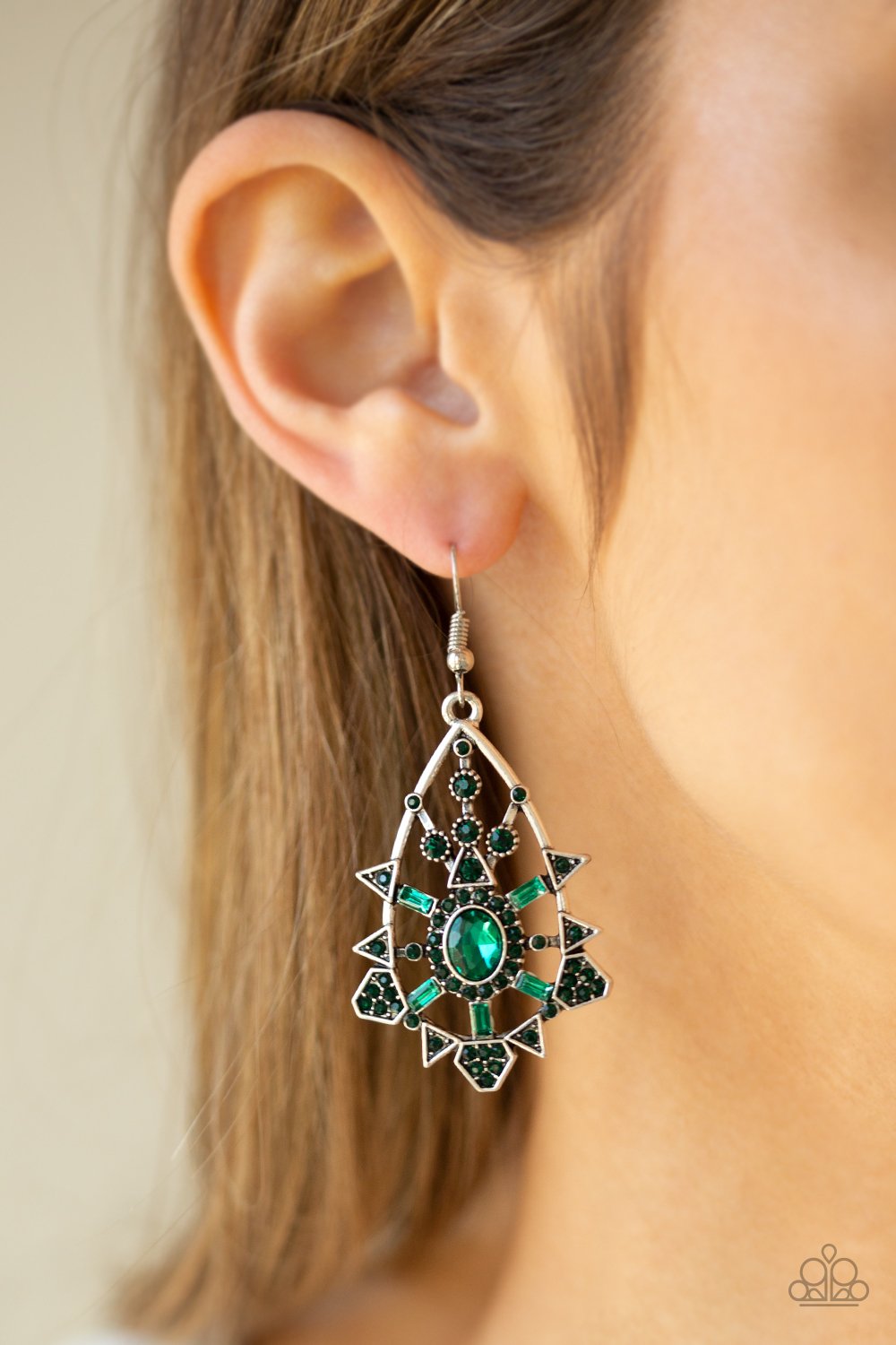 Gatsby Glimmer-green-Paparazzi earrings