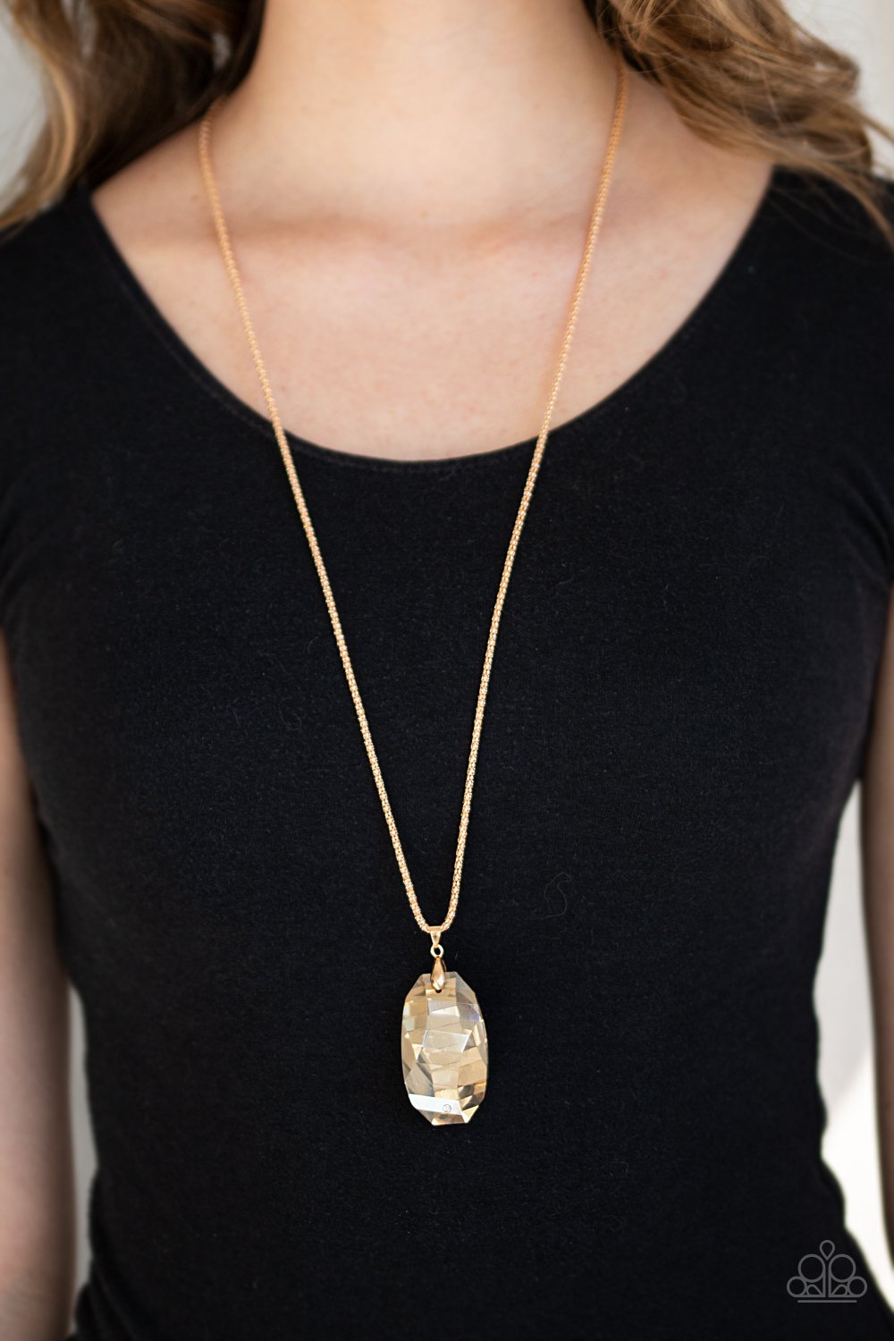 Gemstone Grandeur-gold-Paparazzi necklace