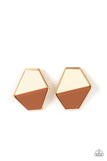 Generically Geometric - brown - Paparazzi earrings