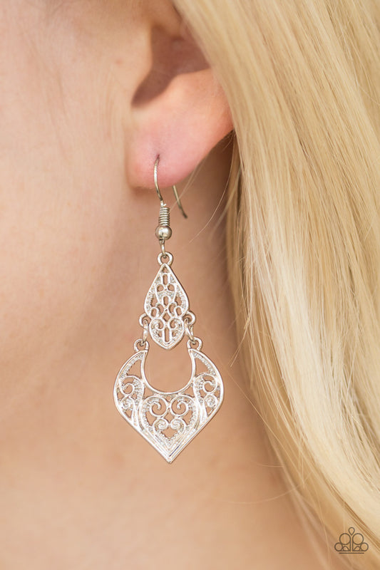 Genie Grotto - silver - Paparazzi earrings