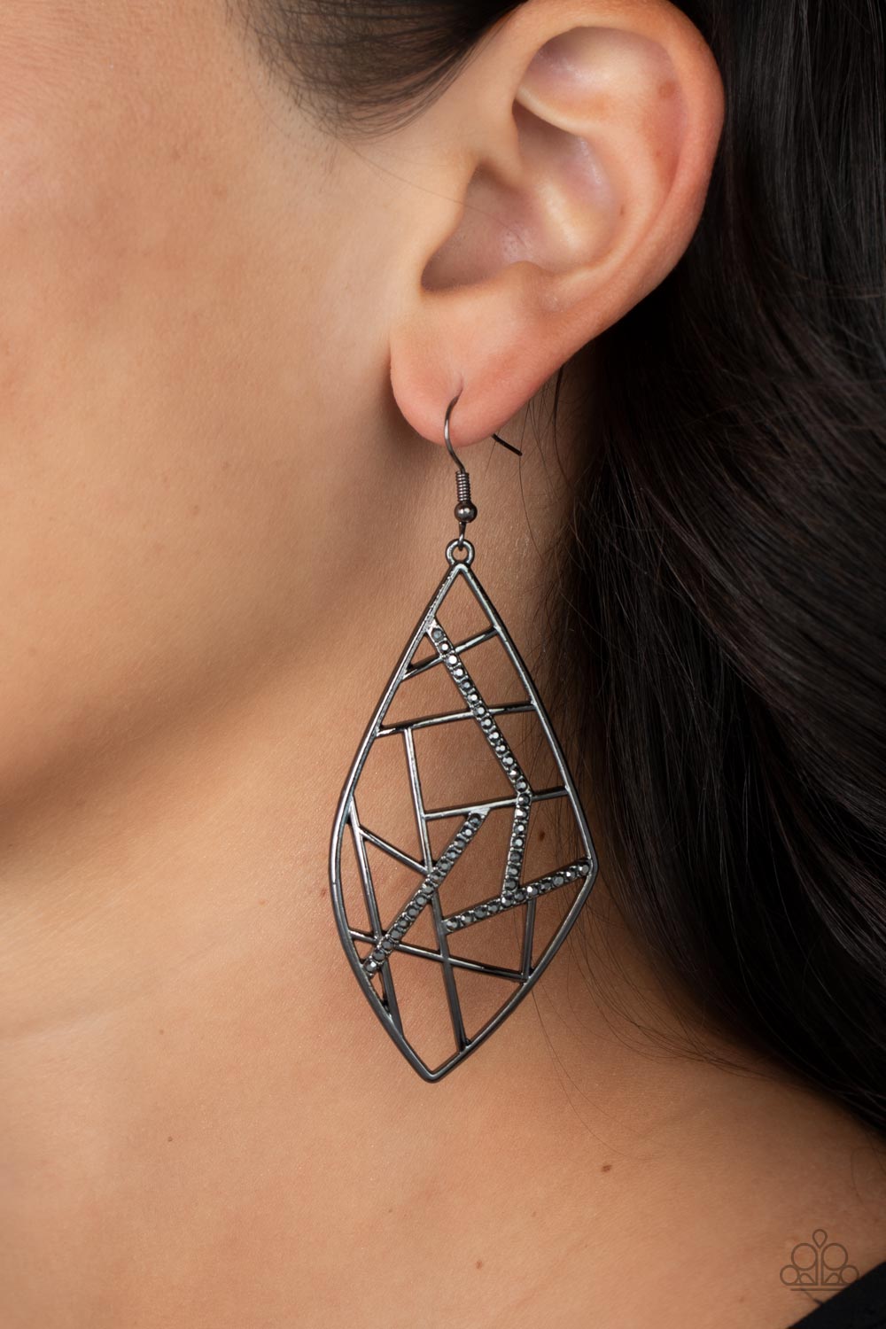 Geo Grid - black - Paparazzi earrings