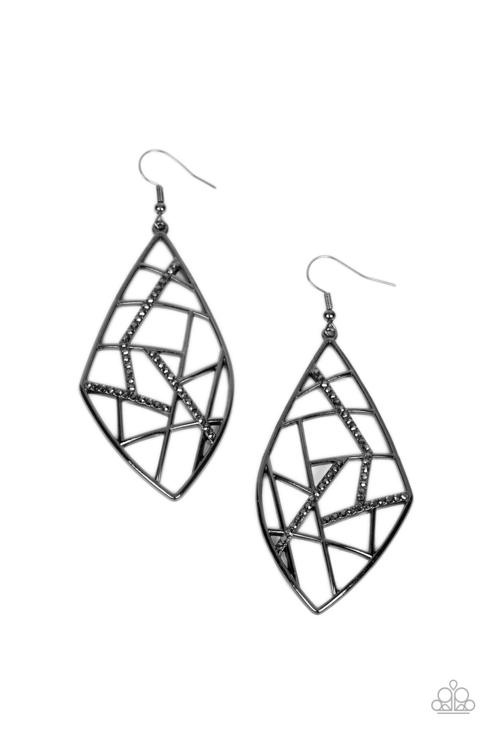 Geo Grid - black - Paparazzi earrings