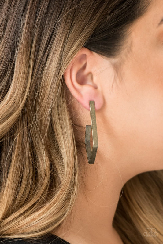 Geo Grand - brass - Paparazzi earrings