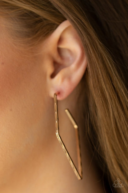 Geo Grunge-gold-Paparazzi earrings