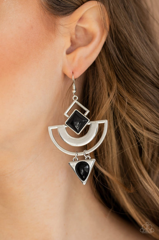 Geo Gypsy-black-Paparazzi earrings