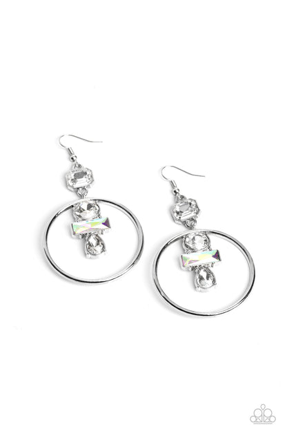 Geometric Glam - white - Paparazzi earrings